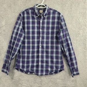 J. Crew Shirt Men's Large Purple Plaid Oxford Slim Fit Long Sleeve Button Up